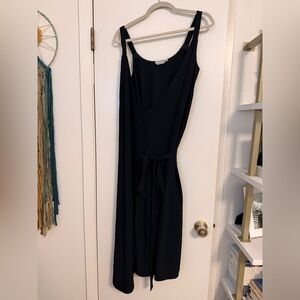 Everlane Black Wrap Midi Dress | Sleeveless | Size 8
